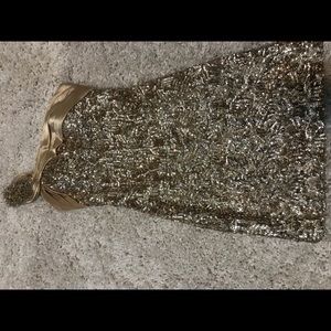 Size 4 custom-made Gold embellished party dress